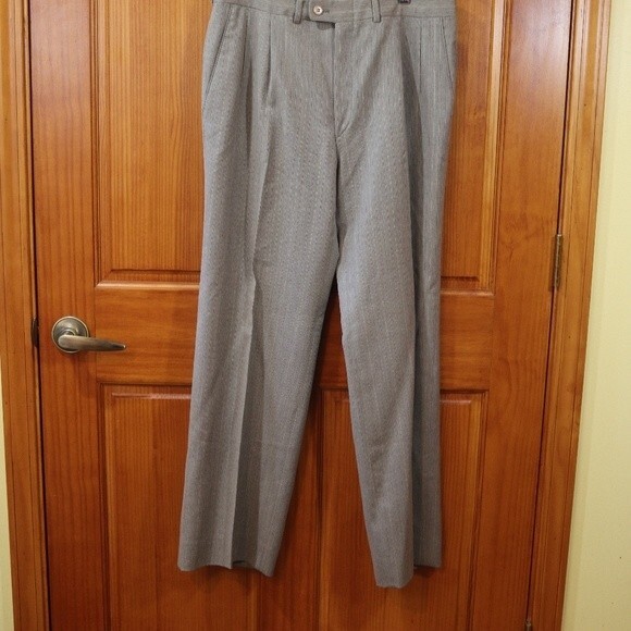 Marzotto Principe Italy Gray Pinstripe Pant Suit Wool Blend Classic Power Suit L - Picture 9 of 16